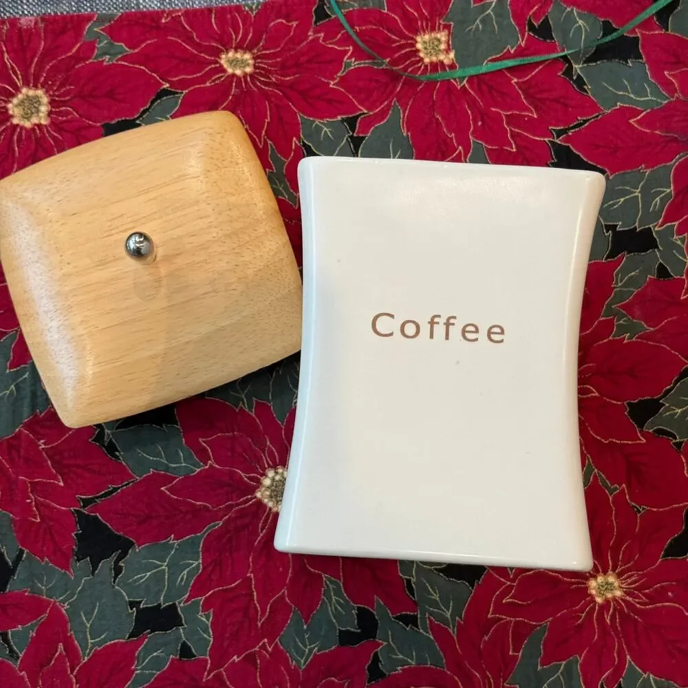 DMD David Mason Designs Matte White Coffee‎ Canister Jar Wooden Top